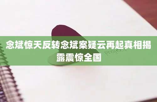 念斌惊天反转念斌案疑云再起真相揭露震惊全国