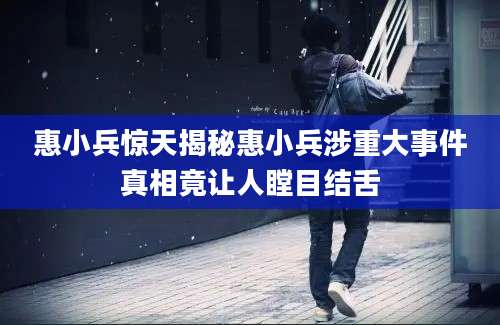 惠小兵惊天揭秘惠小兵涉重大事件真相竟让人瞠目结舌