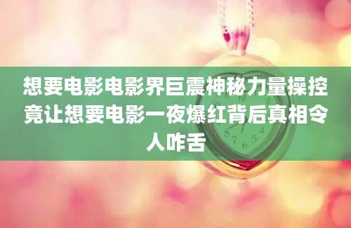 想要电影电影界巨震神秘力量操控竟让想要电影一夜爆红背后真相令人咋舌