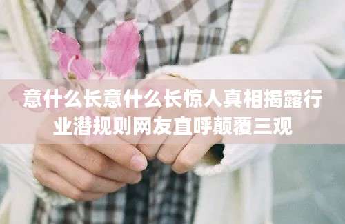 意什么长意什么长惊人真相揭露行业潜规则网友直呼颠覆三观