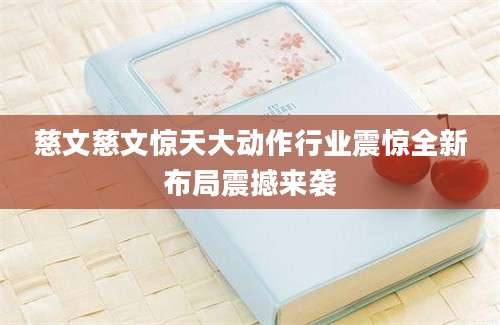 慈文慈文惊天大动作行业震惊全新布局震撼来袭