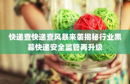 快递查快递查风暴来袭揭秘行业黑幕快递安全监管再升级