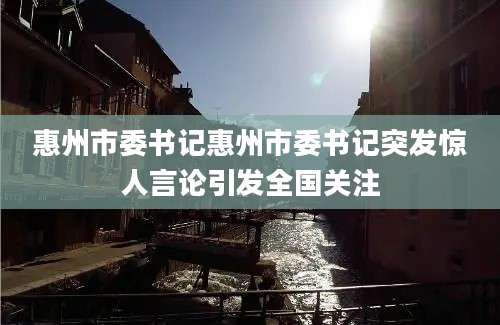 惠州市委书记惠州市委书记突发惊人言论引发全国关注