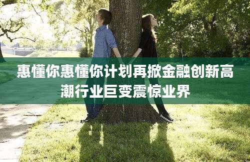 惠懂你惠懂你计划再掀金融创新高潮行业巨变震惊业界