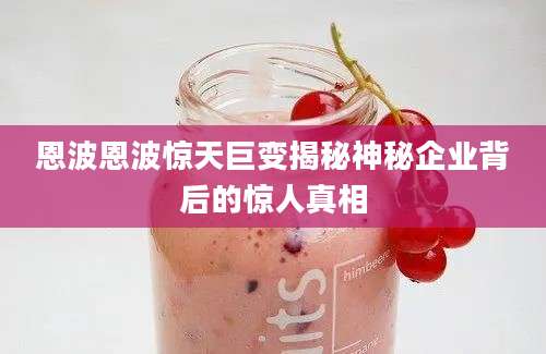 恩波恩波惊天巨变揭秘神秘企业背后的惊人真相