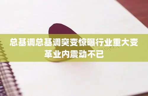 总基调总基调突变惊曝行业重大变革业内震动不已