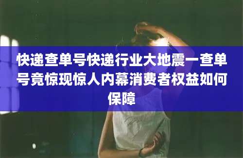 快递查单号快递行业大地震一查单号竟惊现惊人内幕消费者权益如何保障