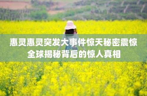 惠灵惠灵突发大事件惊天秘密震惊全球揭秘背后的惊人真相