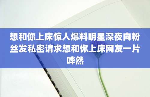 想和你上床惊人爆料明星深夜向粉丝发私密请求想和你上床网友一片哗然
