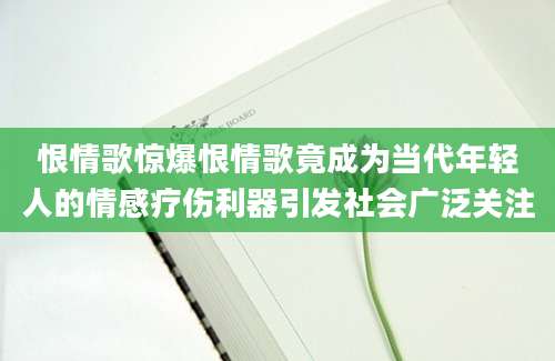 恨情歌惊爆恨情歌竟成为当代年轻人的情感疗伤利器引发社会广泛关注