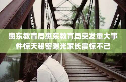 惠东教育局惠东教育局突发重大事件惊天秘密曝光家长震惊不已