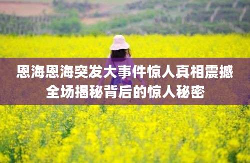 恩海恩海突发大事件惊人真相震撼全场揭秘背后的惊人秘密