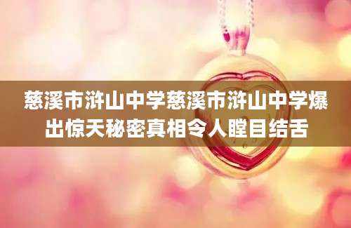 慈溪市浒山中学慈溪市浒山中学爆出惊天秘密真相令人瞠目结舌