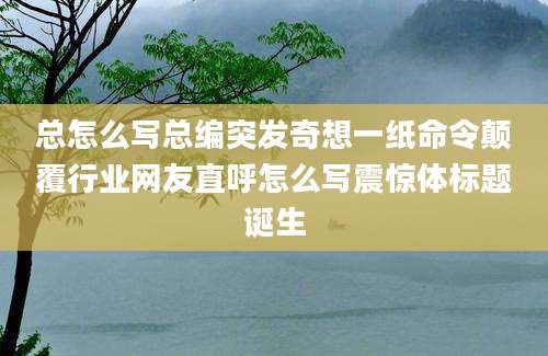 总怎么写总编突发奇想一纸命令颠覆行业网友直呼怎么写震惊体标题诞生