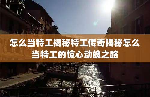 怎么当特工揭秘特工传奇揭秘怎么当特工的惊心动魄之路