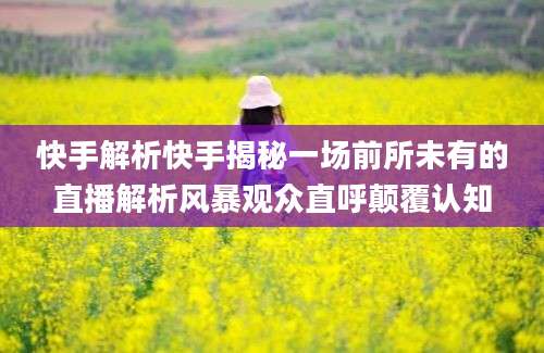 快手解析快手揭秘一场前所未有的直播解析风暴观众直呼颠覆认知