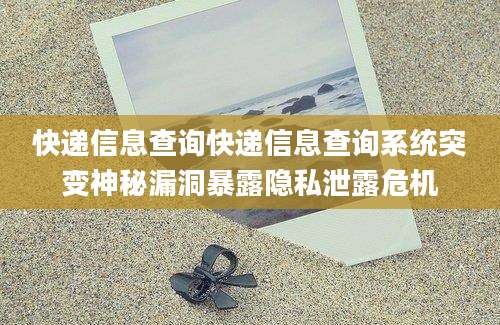 快递信息查询快递信息查询系统突变神秘漏洞暴露隐私泄露危机