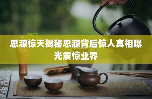 思源惊天揭秘思源背后惊人真相曝光震惊业界