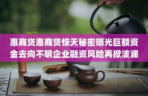 惠商贷惠商贷惊天秘密曝光巨额资金去向不明企业融资风险再掀波澜